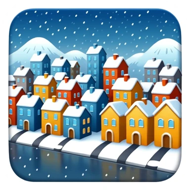 city with falling snow sticker