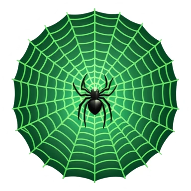 simple spider web with green laser lines, 3/4 perspective, emoji style sticker