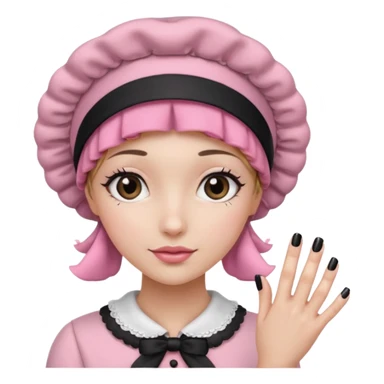 Pink bonnet black with nails sticker
