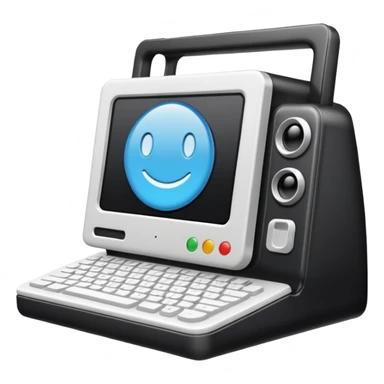 crear un emoji, que sea para proyeectos tanto empresarial como redes sociales, quiero un ordenador y una camara en la misma imagen y que sea aesthetic sticker