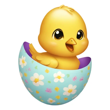 Cute chick in easter egg sticker