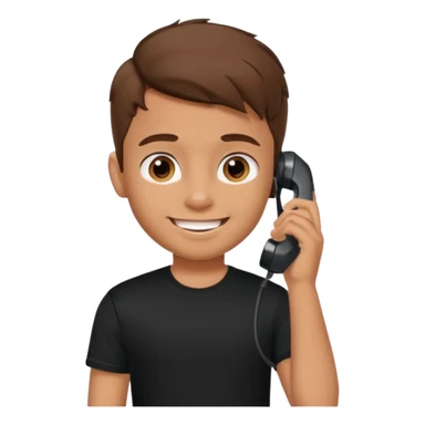generate a pretty tan bratz boy smiling while talking on call. Wearing a black tshirt sticker