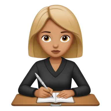 woman journaling with a pen sticker