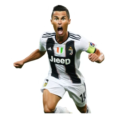 CR7 shouting siii with text upcase and image of him at b sticker
