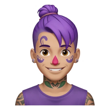 purple hair bun and lots of face tattoo guy sticker