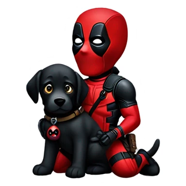 Deadpool holding black lab sticker