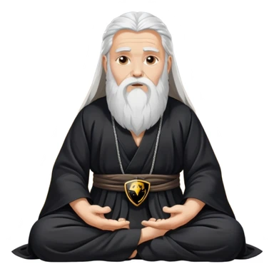 Wise spiritual guru with long beard wearing Lamborghini logo, meditation pose sticker