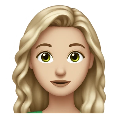 white girl, long brown way hair, dark green hazel eyes sticker