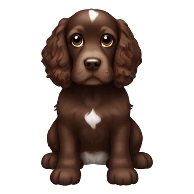 Chocolate brown cocker spaniel with white line on chest sticker