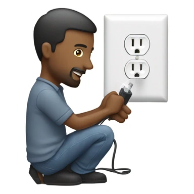 Guy plugging in his phone to an outlet  sticker