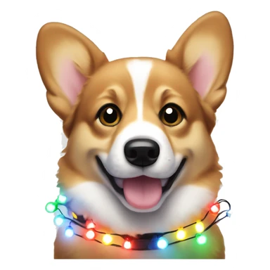 corgi puppy wearing christmas lights sticker