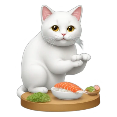 Un chat qui mange des sushis sticker