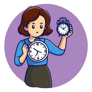 Women with clock in hand sticker