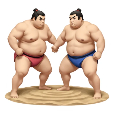 Sumo Wrestling – Cinematic Realistic Sumo Wrestling Scene, featuring a powerful sumo wrestler in traditional mawashi engaged in an intense bout on a sandy dohyo, muscles tensed and sweat glistening under dramatic arena lighting, capturing the raw energy and tradition of the sport. sticker