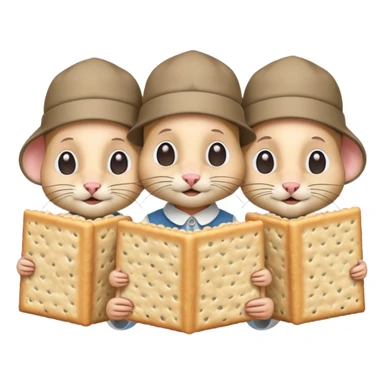 three blind mice covering their faces with matzo and wearing kippas sticker