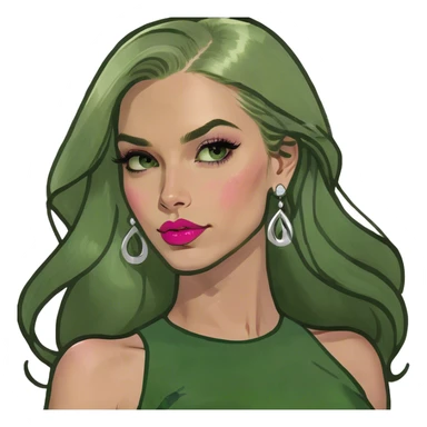 Woman with long blonde hair and dark green eyes with pink lips and long lashes sticker