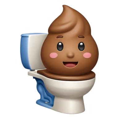An alive poop emoji sitting on the toilet  sticker