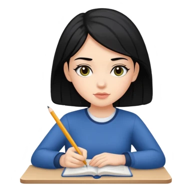 White girl black haired tudying sticker