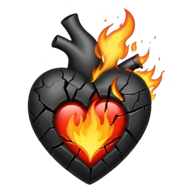 Black burning plain heart sticker