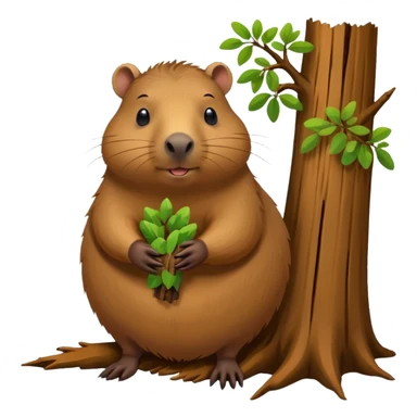 capibara chewing a tree sticker