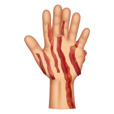 hands up with bacon on it sticker