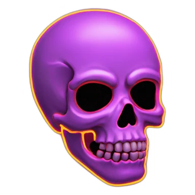 skull shape neon sign style sticker