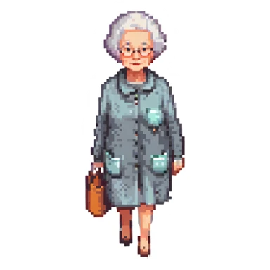 elderly woman with short hair walking sticker