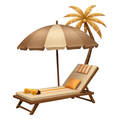 minimalist coconut beige sunbed and beach umbrella sticker