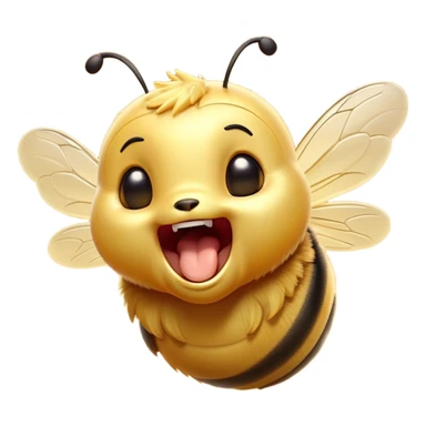 Cinematic Adorable Yawning Bee Portrait Emoji, Head tilted slightly with a dramatic, wide-open yawn, showcasing a tiny, fuzzy body with gently drooping wings and sleepy, half-closed eyes, Simplified yet irresistibly cute features, highly detailed, glowing with a soft, cozy golden glow, high shine, relaxed yet expressive, stylized with a dash of whimsical honey charm, soft glowing outline, capturing the essence of a drowsy bee that appears ready to stretch out for a nap! sticker