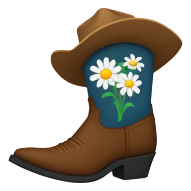 Cowboy boot with daisy’s coming out of the top sticker