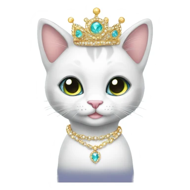 Sparkly princess-cat with tiara and necklace full body sticker