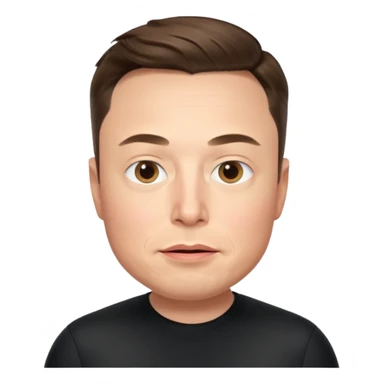 Elon Musk's face in iOS memoji style, neutral expression sticker