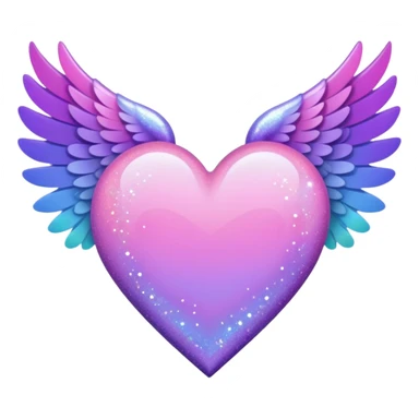 ombré heart with big full pastel wings with glitter and sparkles sticker