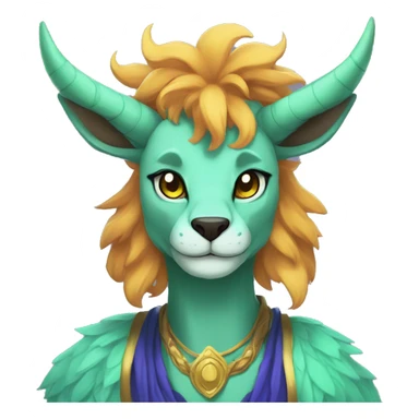 colorful anthro horned Royal vernid fursona Fakemon sticker