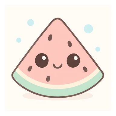 watermelon slice with seeds, juicy and fresh, kawaii style sticker