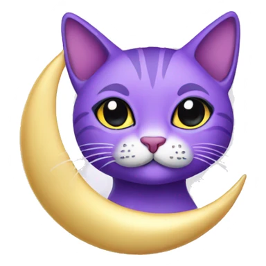 purple cat with moon necklace sticker