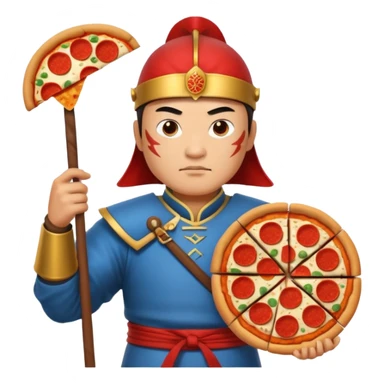 chinese ancient warrior with pizza sticker
