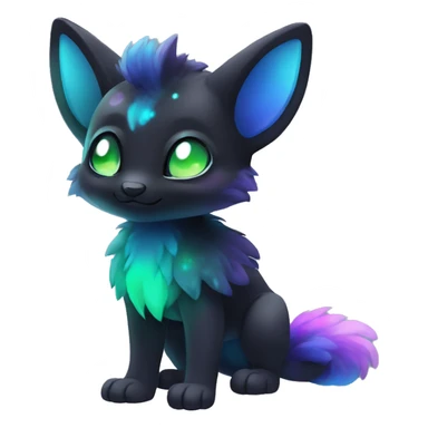 Cute cool black nebula fading green blue purple pink gradient animal hybrid Fakemon full body sticker