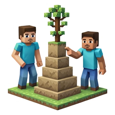 2 minecraft charectors building together a foundation sticker