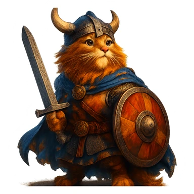 valorous Viking ginger cat in Valhalla, epic, heroic, vibrant colors sticker