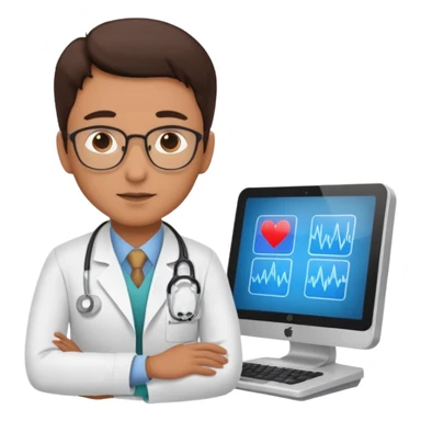 Doctor using my computer to report vital signs sticker