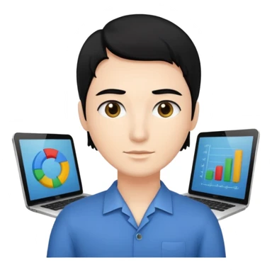 👨🏻‍💻 i need an image like this for a data analays with black hair sticker