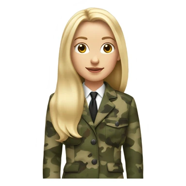 White girl with Long blonde hair, camouflage Wool oversize blazer sticker