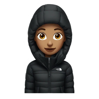 White burgundy haired Girl wearing black northface parka sticker