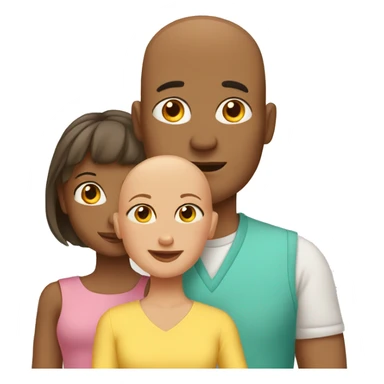 Bald Father, Mother and two daughters sticker