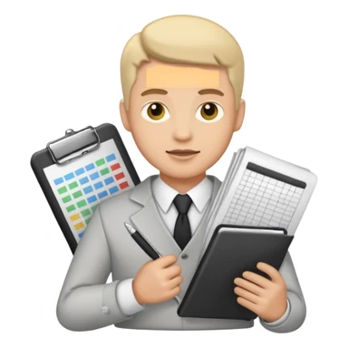 male aditor with spreadsheet emoji sticker