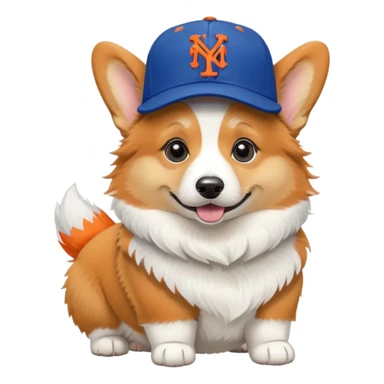 Corgi with Ny Mets hat sticker
