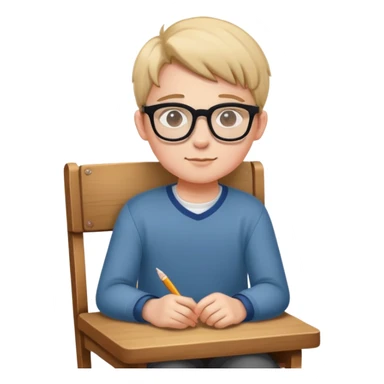 student sitting down on a  wooden chair sticker