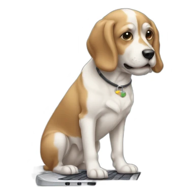 Chien qui joue sur un ordinateur sticker