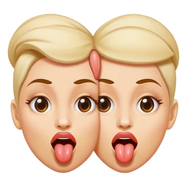 woman with two heads sticking out their tongues sticker